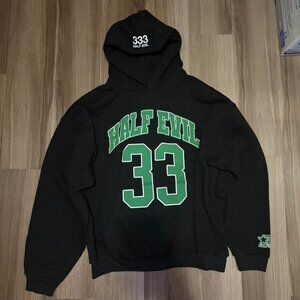 Half Evil Men's Black and Green Hoodie